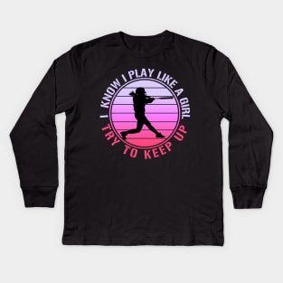 Softball Girl Kids Long Sleeve T-Shirt